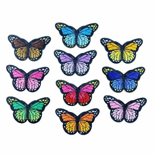 Set 6 patchs papillons, écussons thermocollants papillons,  6 couleurs 7 cm, customisation de vêtements