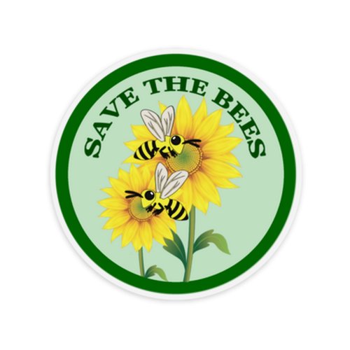 2 stickers save the bees, autocollants vinyles 7,5 cm, protection des abeilles