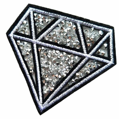 Ecusson diamant strass, patch thermocollant pour customisation de vêtements et accessoires, 6,5 cm