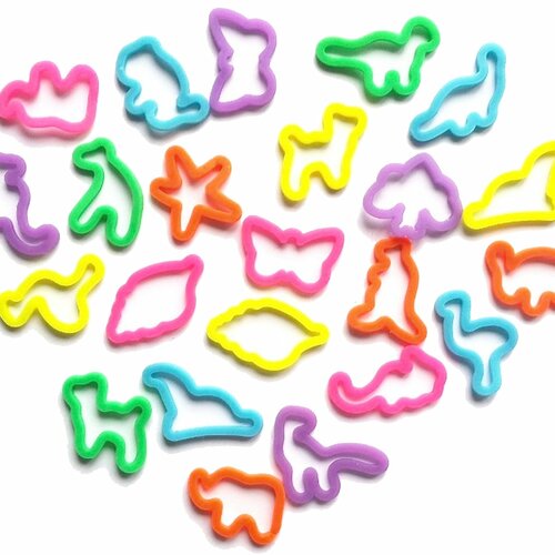 5 packs bagues élastiques enfants bandes de caoutchouc de différentes formes, bandes élastiques multicolores pour les doigts
