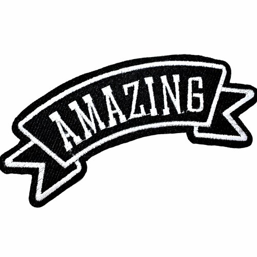 Patch amazing, écusson brodé thermocollant pour customisation de vêtement, applique brodé,  10,5 cm