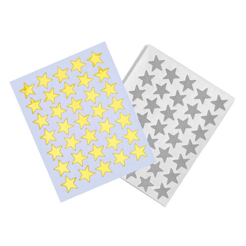 10 feuilles de stickers étoiles dorées / argentées, scrapbooking, carterie