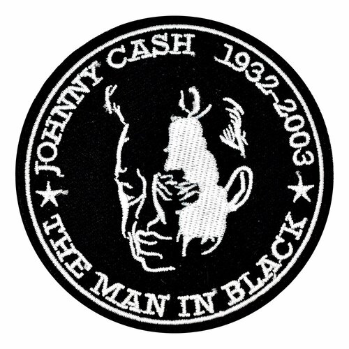 Patch brodé johnny cash, l'homme en noir, écusson thermocollant musique pour customisation, 7,8 cm