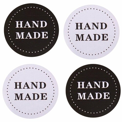 56 étiquettes autocollantes, handmade, noir &amp; blanc, stickers adhésifs, fait main, pour vos créations, 3,5 cm