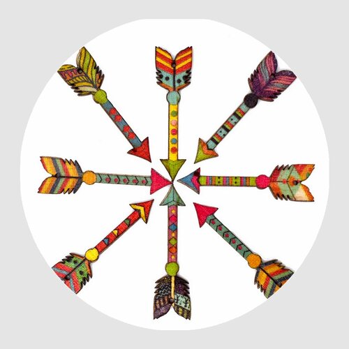 Boutons flèches en bois natif amérindien, boutons décoratifs pour projets de couture scrapbooking fabrication de cartes, 4 cm