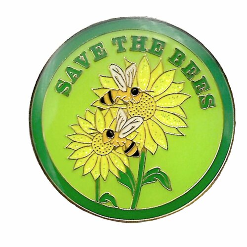 Épingle en émail abeille, pin's &quot;save the bees&quot;, épinglette protection des abeilles - broche cadeau 3 cm