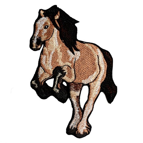 Patch brodé cheval, cheval au galop, écusson thermocollant pour customisation de vêtements et accessoires, 11,5 cm