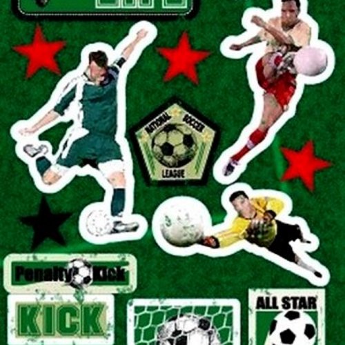Grande planche de stickers football, sandylion 30 x 14 cm scrapbooking carterie créative home déco
