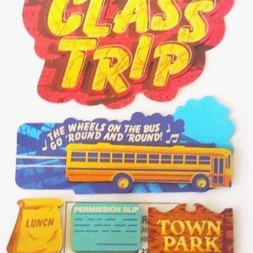 Stickers 3d ecole voyage scolaire 18 x 10 cm scrapbooking carterie créative