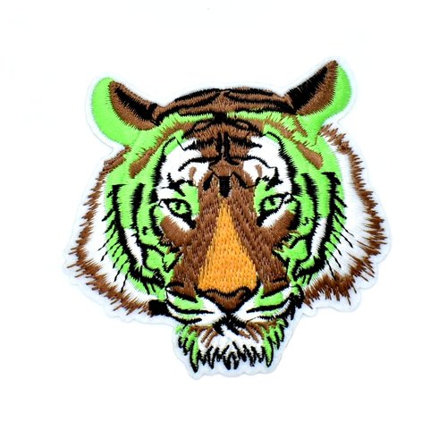 Ecusson brodé tigre 9,2 cm patch thermocollant