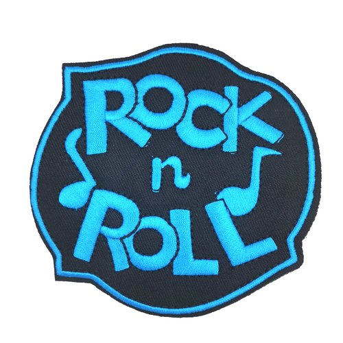 Ecusson rock n roll, patch brodé musique rock 10 cm