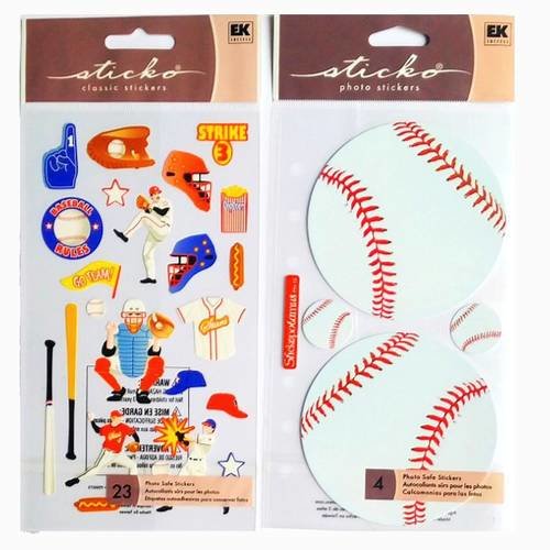 2 packs de stickers baseball usa base ball sticko 17 x 10 cm scrapbooking carterie créative