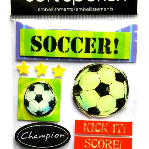 Stickers 3d football 19,5 x 11,5 cm scrapbooking carterie créative 