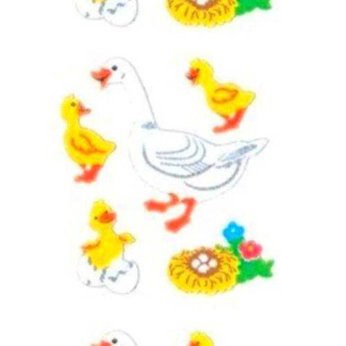 Stickers oie & oison en feutre sandylion animaux 16,5 x 5 cm scrapbooking carterie créative