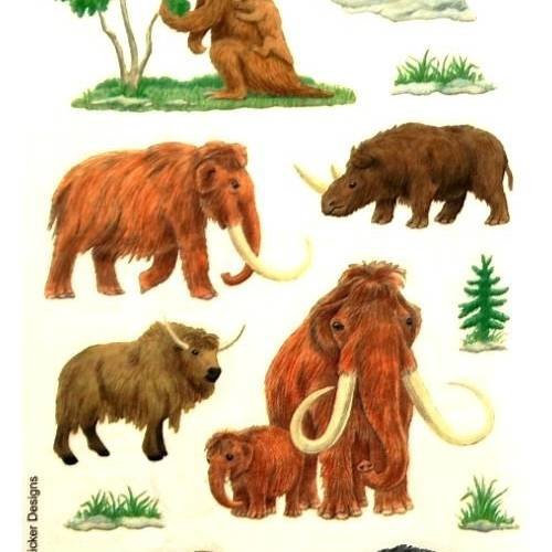 Stickers animaux préhistoriques en vélin sandylion 16,5 x 10,3 cm scrapbooking carterie créative