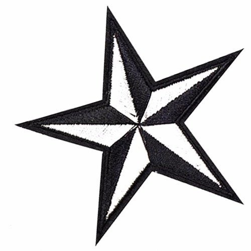 Ecusson brodé patch thermocollant étoile noir et blanc 8 cm