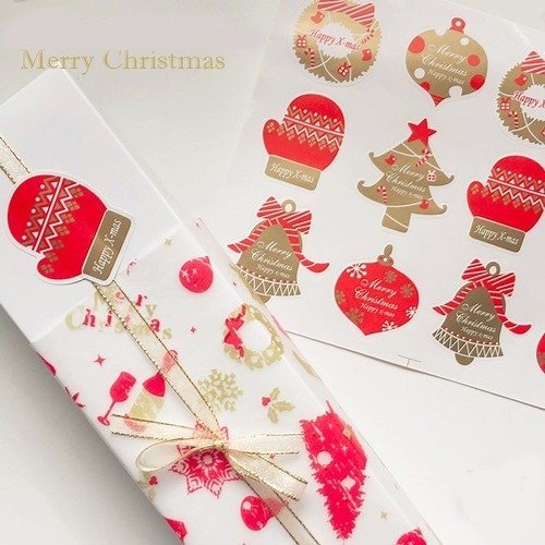 48 étiquettes cadeaux noel stickers autocollants décoration cadeaux