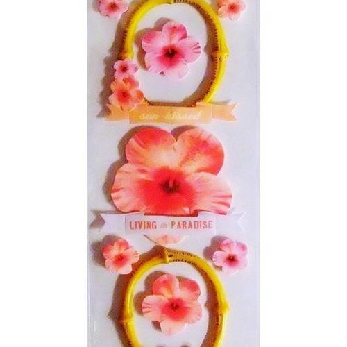 10 stickers autocollants 3d fleurs, martha stewart, 21 cm scrapbooking carterie créative