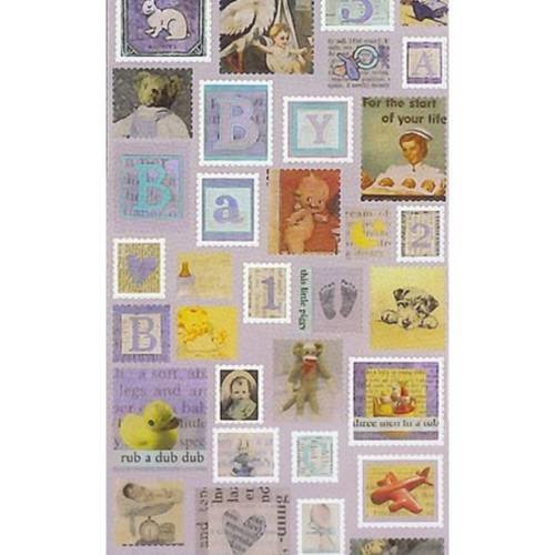 Grande planche de stickers timbres bébé 31 x 15 cm scrapbooking carterie créative home déco 