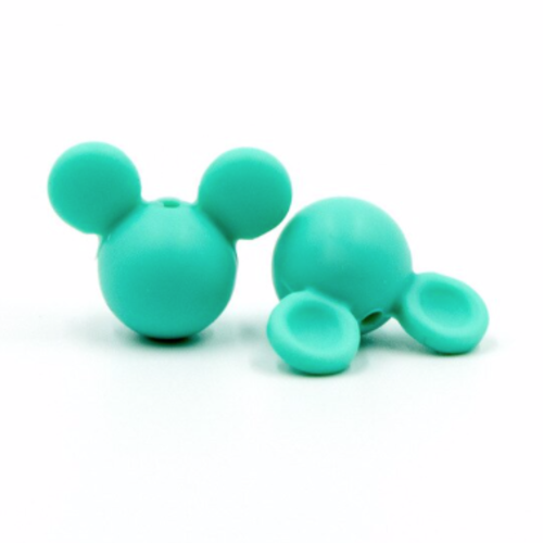 silicone alimentaire Perle en silicone ronde Mickey Turquoise moyen