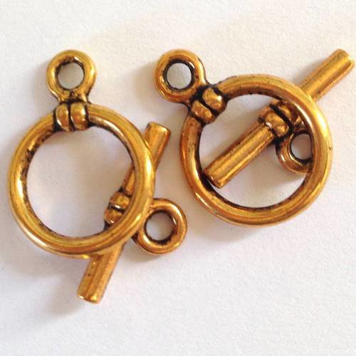 CREATION BIJOUX PERLES 10 FERMOIRS TOOGLE TOGGLE ROND METAL ARGENTE DORE