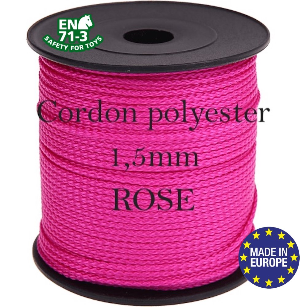 Fil / Cordon / Cordelette polyester pour attache-tétine 1,5mm - BLEU