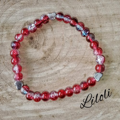 Bracelet fantaisie en perles de verre rouge