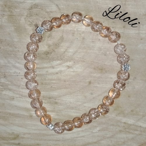 Bracelet fantaisie en perles de verre beige