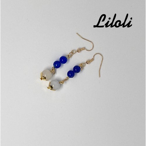 Boucle d’oreille perles calcédoines