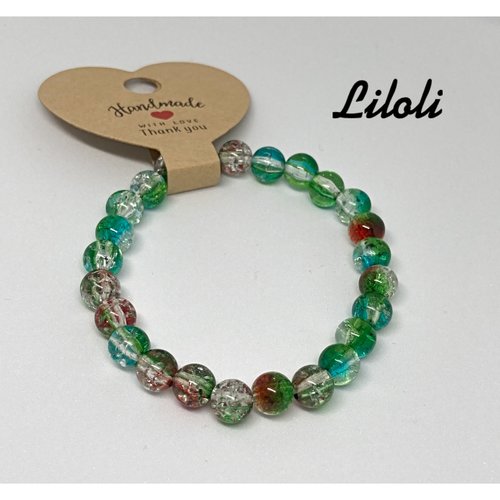 Bracelet en perles de verre, couleur vert