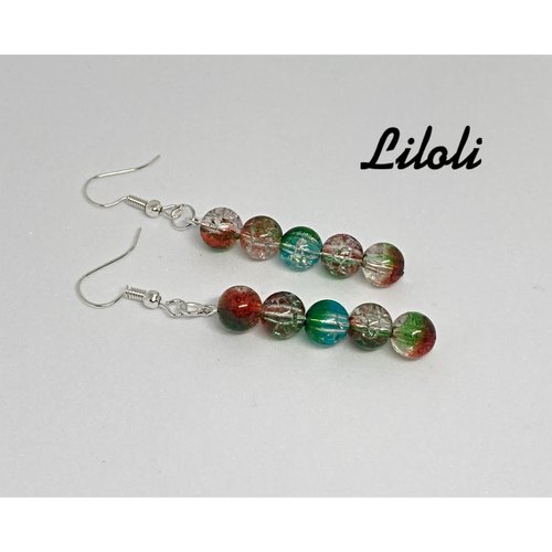Boucle d’oreille vert et rouge