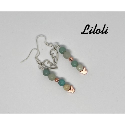 Boucle d’oreille imitation perle de jade