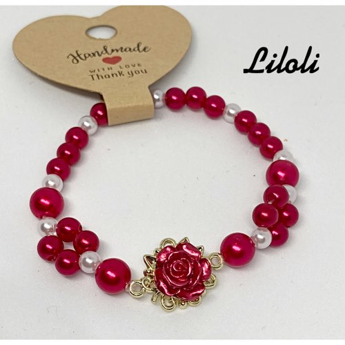 Bracelet fantaisie rose rouge