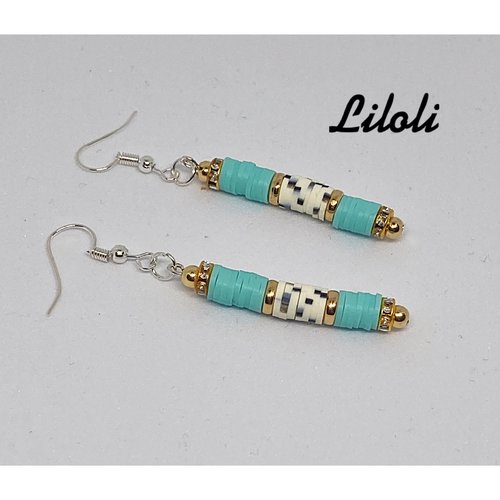Boucle d’oreille perles hieshi turquoise