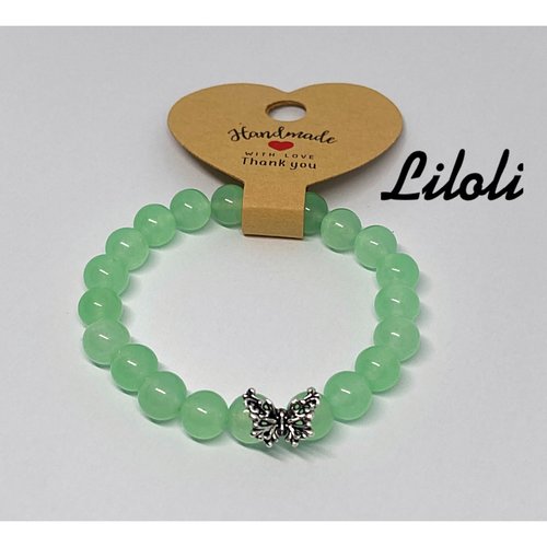 Bracelet perles naturelles calcédoine vert menthe