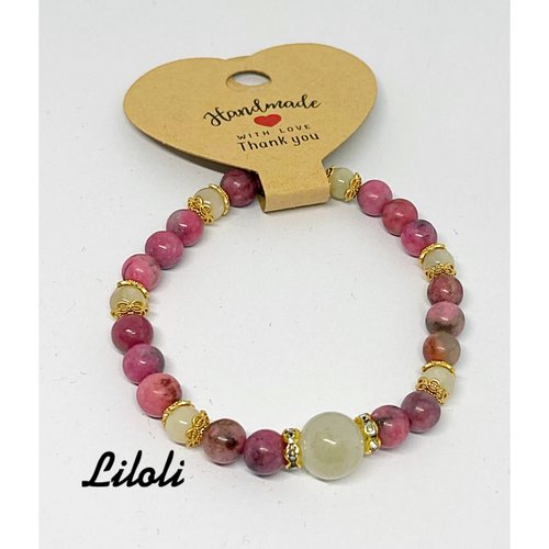 Bracelet naturelle rhidonite rose