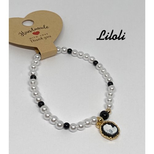 Bracelet noir et blanc nacrée