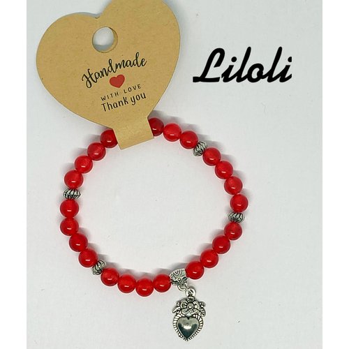 Bracelet perles de jade rouge