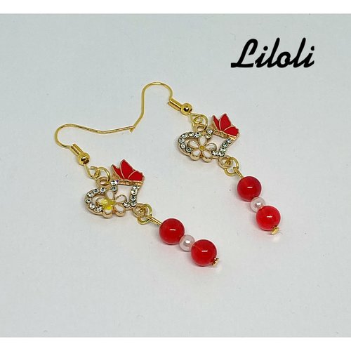 Boucle d’oreille jade rouge
