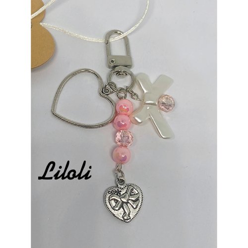 Porte clé rose cœur