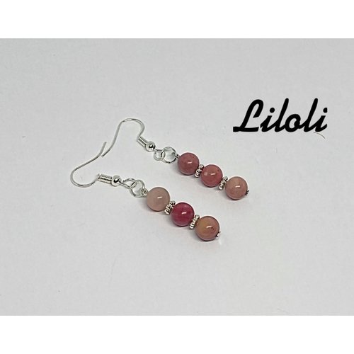 Boucle d’oreille rhodonite