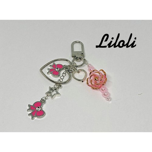 Porte clé / bijoux de sac noeuds roses