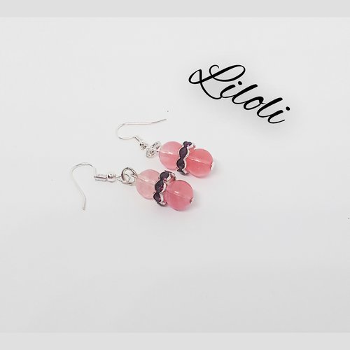 Boucle d'oreille quartz cerise