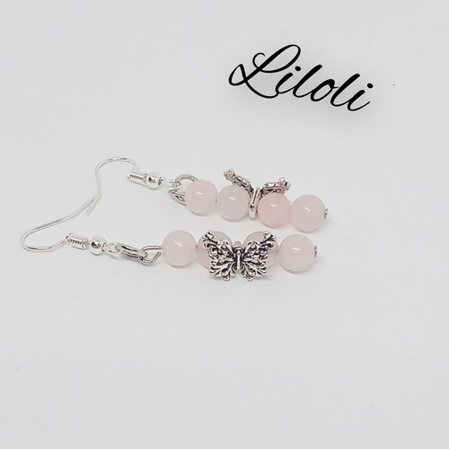 Boucles d'oreilles en quartz rose