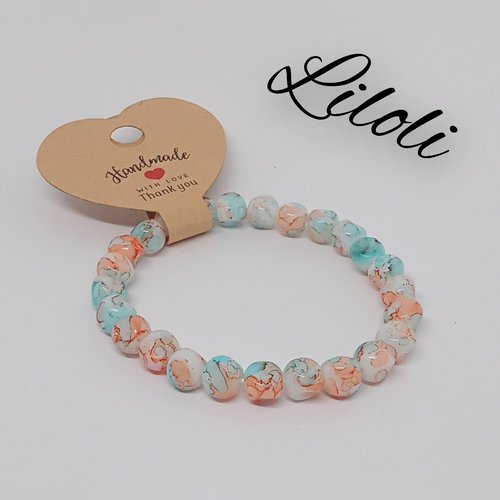 Bracelet perles de verre marbré