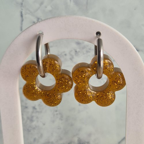 Pampilles interchangeables fleurs marron