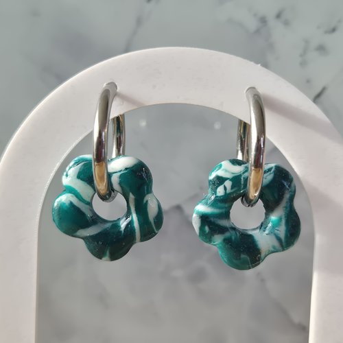 Boucles d'oreilles- pampilles interchangeables vertes