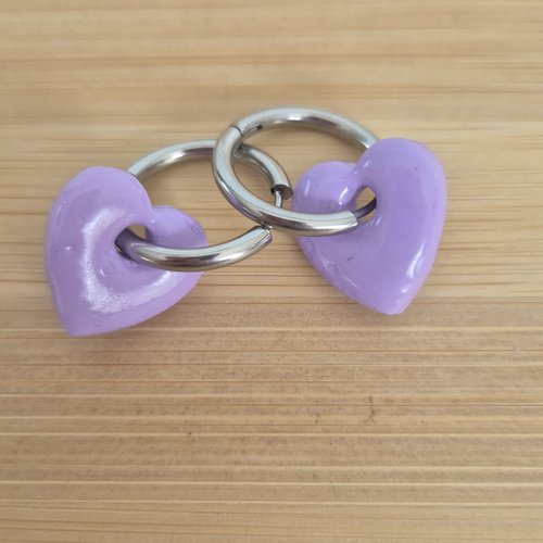 Boucles d'oreilles - pampilles interchangeables violettes