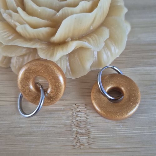 Boucles d'oreilles- pampilles donuts dorée
