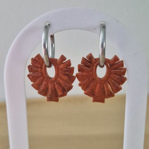 Boucles d'oreilles - pampilles feuilles couleur cuivrée